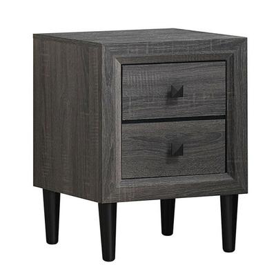 Costway Multipurpose Retro Bedside Nightstand with 2 Drawers-Gray