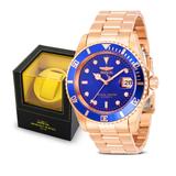 Invicta Pro Diver Automatic Men's Watch Bundle - 42mm Rose Gold with Invicta 1-Slot Watch Winder Black (B-30601-IPM546)