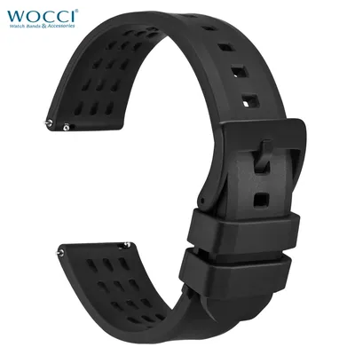 WOCCI FKM Rubber Watch Straps 18mm 19mm 20mm 21mm 22mm 24mm Watchband Quick Release Bracelet Durable