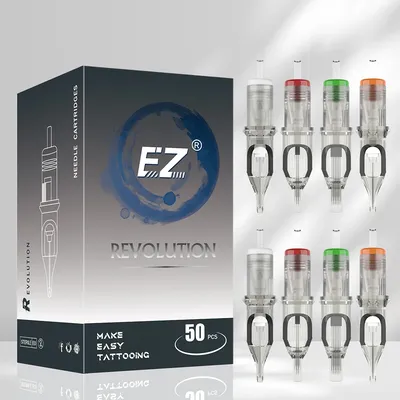 50 Pieces Valued Package EZ Revolution Tattoo Cartridge Needle kit RL RS M1 M1C Assorted Sizes for