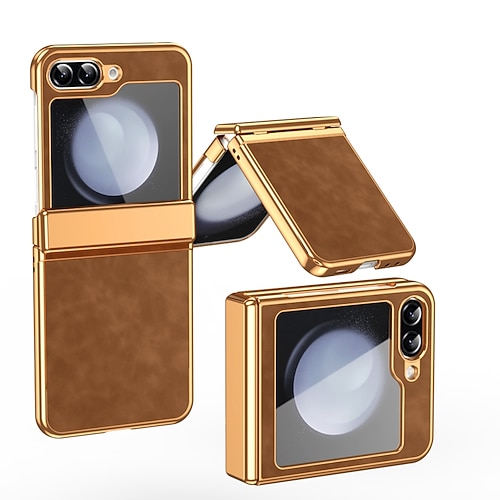 Handy Hülle Handyhüllen Für Samsung Galaxy Z Flip 6 Z Flip 5 Z Flip 4 Z Flip 3 Flip-Cover Stoßfest Retro Beschichtung PC PU-Leder Image