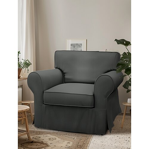 1-Sitzer Baumwolltwill Sesselbezug reguläre Passform mit Pipings maschinenwaschbar Image