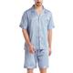 Men's Sleepwear Pajama Set Pajama Top and Shorts 1 set Plain Fashion Stylish Classic Home Daily Bed Polyester Comfort Breathable Soft Lapel Short Sleeve Shirt Shorts Button Elastic Waist Summer Black