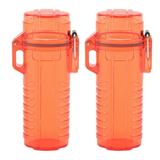 KUAA 2Pcs Lighter Case Waterproof Lighter Storage Container Plastic for Outdoor Camping Hiking Transparent Red