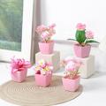 5pcs/set Pink Artificial Plant Pot Set: Stylish and Vibrant Faux Plants Perfect for Adding a Pop of Color to Your Space