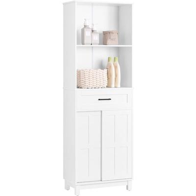 Sobuy - BZR141-W Hochschrank mit Schiebetüren Badezimmer schmaler Schrank Badschrank Badregal Image