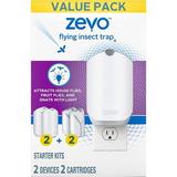 2- Zevo Home Indoor Plug-in Fly Trap for Flies Fruit Flies Moths Gnats and Other Flying Insects â€“ 2 Plug-in Bases + 2 Refill Cartridges in The tituaa Box