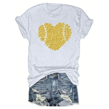 Women s Baseball Graphic Tops Basic Tees for Sports Short Sleeve Tunic Tops Loose Fit Flowy Vintage Fashion Round Neck Blouse Summer Clothes for Teen Girls Y2K Tops Dressy Casual White T Shirts XXXL