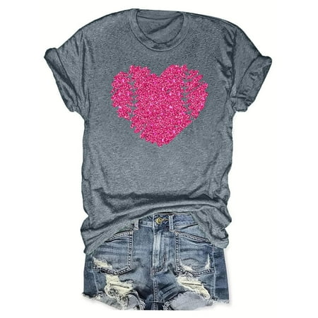 Women s Vintage Basic Tees for Sports Short Sleeve Tunic Tops Loose Fit Flowy Fashion Y2K Tops Dressy Casual Summer Clothes for Teen Girls Round Neck Blouse Baseball Graphic Tops Gray T Shirts XL