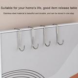 lsiaeian 4PCS Over The Door Drawer Cabinet Hook Stainless Steel Double S-Shaped Hook Holder Hanger Metal Heavy Duty Free Punching Door Back Hanging Clothes Hook Organizer for Towel Cloth Bags