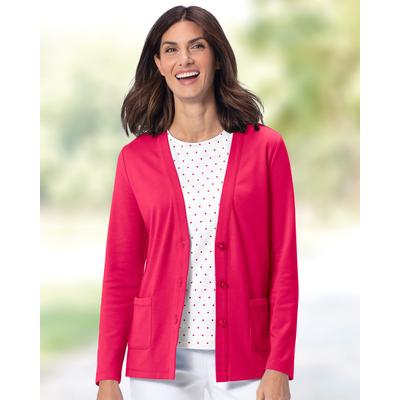 Appleseeds Women's Kate Everyday Knit Cardigan - Pink - 1X - Womens