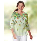 Appleseeds Women's Essential Cotton Island Time Striped Tee - Green - PL - Petite