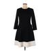 Eliza J Casual Dress - Fit & Flare: Black Chevron/Herringbone Dresses - New - Women's Size 8
