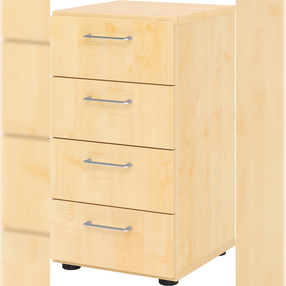bümö smart Schubladenschrank, Büroschrank in Ahorn mit 4 Schüben - Bürocontainer aus Holz, Container mit Metallgriffen & Soft-Stop Schubladen Image