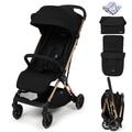 Puggle Escape Auto Quickfold Luxe Special Edition Compact Pushchair With Raincover, Honeycomb Footmuff & Changing Bag - Midnight Black