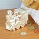 Personalised Engraved Silver Train Money Box