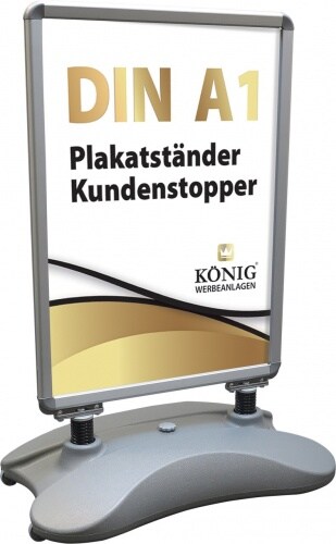 Dreifke Plakatständer Kundenstopper Keitum Wind Line DIN A1 silber| beidseitiger Plakatständer für 2 Plakate | Stabiler Werbeaufsteller für Wind und Wette Image