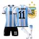 (24) 2022 World Cup Argentina Home Soccer Jersey Set No.11 DI MARIA Football Kits Uniform Training Suit For Kids Adult