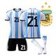 (28) 2022 World Cup Argentina Home Soccer Jersey Set No.21 DYBALA Football Kits Uniform Training Suit For Kids Adult