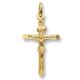 (20 Inch) Mens 9ct Gold Tubular Crucifix Pendant On A Curb Necklace