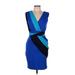 Vince Camuto Casual Dress - Sheath: Blue Color Block Dresses - Women's Size 6