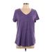 Sonoma Goods for Life Short Sleeve T-Shirt: Purple Marled Tops - Women's Size Large