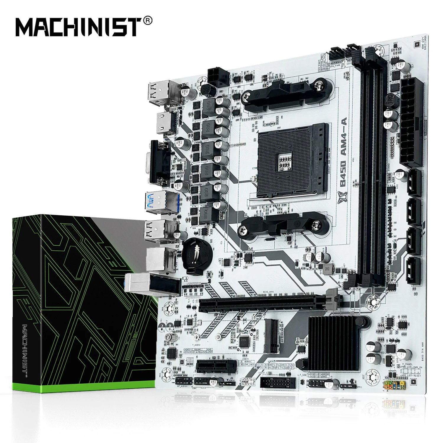 Maschinist b450 Motherboard und Prozessor Zwei kanal DDR4-Speicher am4 Mainboard m.2 nvme (unterstützt Ryzen 5600g CPU) Image