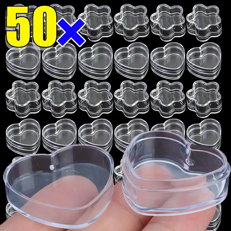 Mini Transparente Kunststoff Lagerung Box Kunststoff Herz Form Boxen Schmuck Feuchtigkeit-beweis Kleine Fall DIY Schmuck Tragbare Verpackung