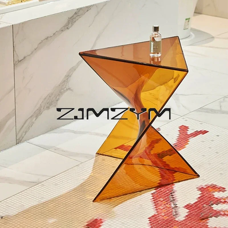 Acryl Sofa Beistell tisch Wohnzimmer transparent geometrischen Couch tisch minimalist ischen Nachttisch Eck tisch Möbel Image