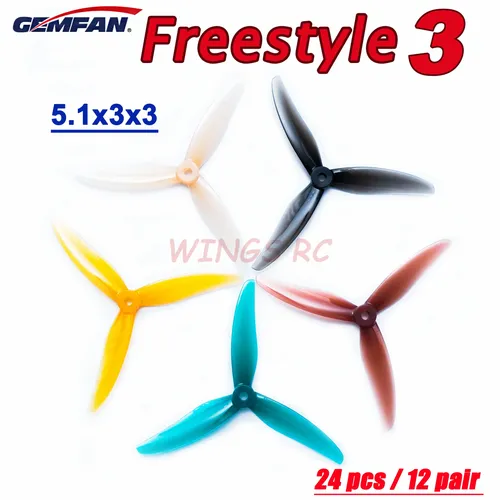 24 stücke/12pairs Gemfan Freestyle 3S 3 Klinge Propeller F3 F3S Freestyle 3 5133 5 1 x3x3 PC