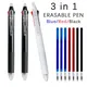 Ensemble de stylos gel multicolores effaçables 3 en 1 encre magique 3 couleurs fournitures