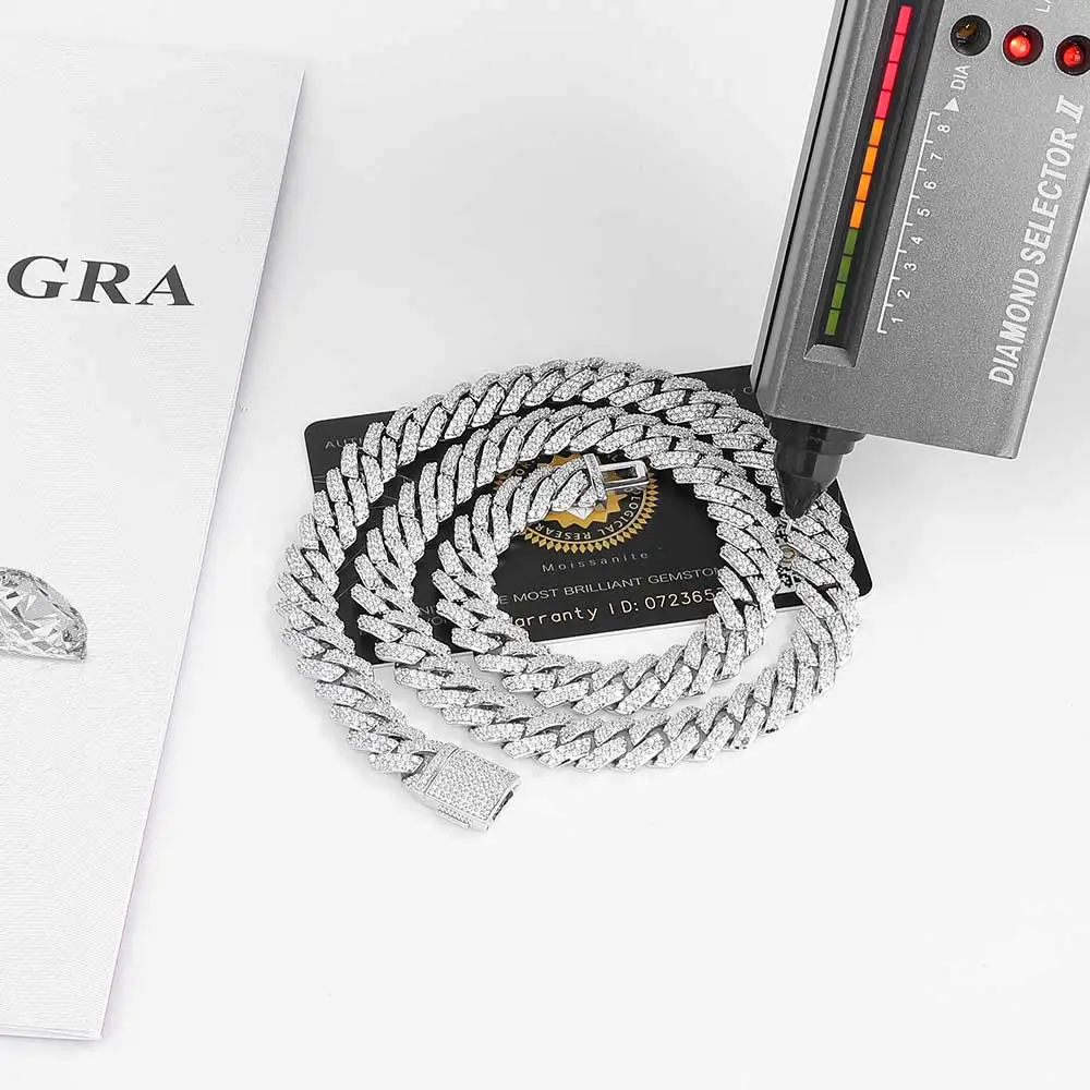 Hip Hop Schmuck Pass Diamant vvs zweireihig 10mm s925 Sterling Silber Halskette Moissan ite Miami kubanische Glieder kette für Männer