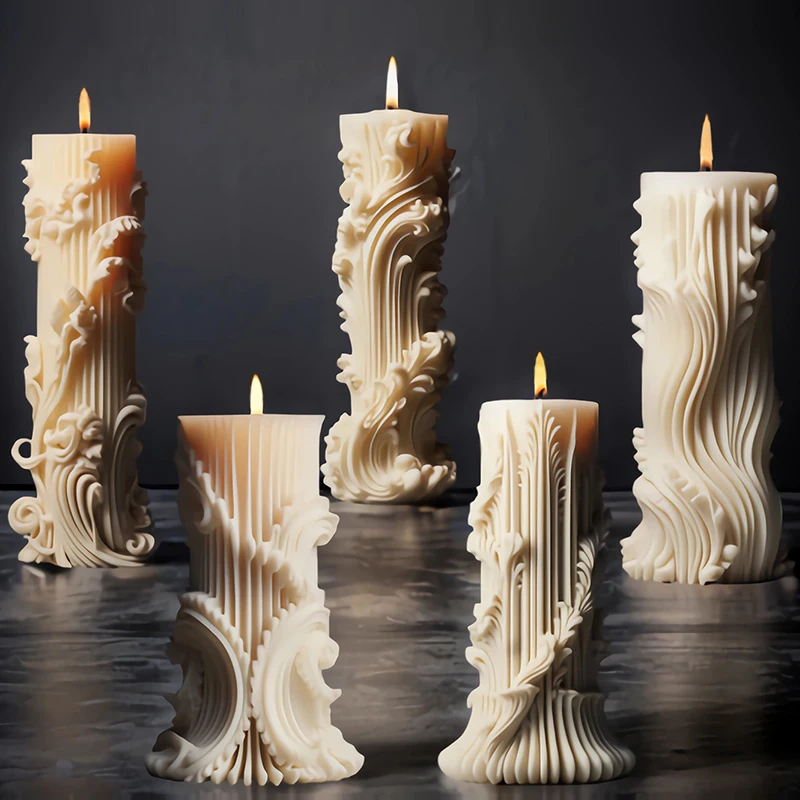 Europäische zylindrische Aromatherapie Kerze Silikonform DIY minimalistische Säule Geschenk Expansion Stein Schleifwerkzeug Anpassung Image