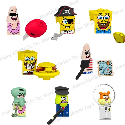 Anime Figur Spongebob Baustein Person Sand Patrick Gary Squid ward Action Spielzeug Figuren Mini