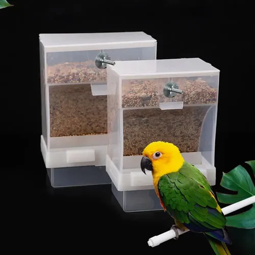 1 Satz Vogelfutter box transparent leicht zu reinigen Fütterung Vogel Papagei automatische Zuführung