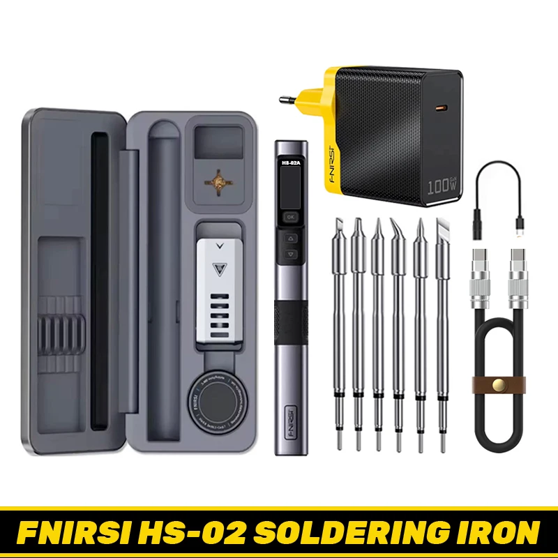 FNIRSI HS-02 Lötkolben Smart Sleep IPS Farbdisplay 100-450 ℃ Löt-Nacharbeitsstation PD100W Tragbares Reparaturwerkzeug Image