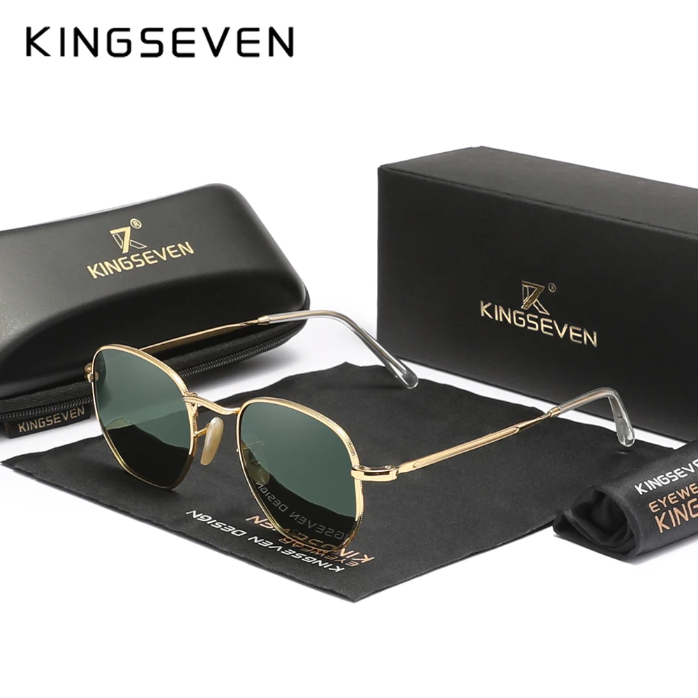 KINGSEVEN Polarisierte Polygon Sonnenbrille UV400 Augenschutz Eleganz Damen Brille Anti-reflexion Neue Mode Männer Brillen Image