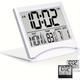 1pc Foldable Travel Digital Alarm Clock Large Number Display- Calendar Temperature Timer Lcd Clock With Snooze Mode, Battery Operated - Compact Desk Clock For All Ages