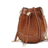 MKF Collection by Mia K Cassidy Crocodile Embossed Vegan Leather Womenâ€™s Shoulder Bag - Brown