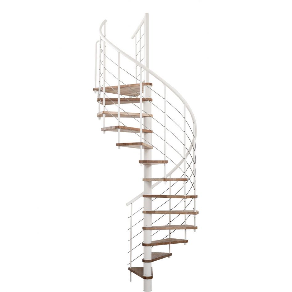 Minka Spindeltreppe Venezia Smart weiß Wendeltreppe, 120 cm, Walnuss Image