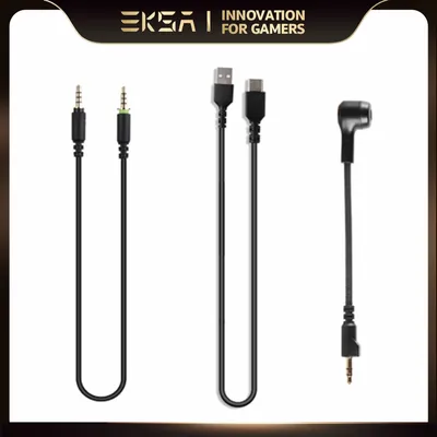 EKSA 3.5mm Audio Cable / 7.1 Surround Sound USB Type C Cable / Noise-cancelling Microphone For E900