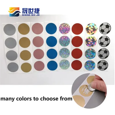 Shengshijie 1000pcs/Rolls 1inch Round Scratch Off Sticker Label Silver Rose gold Postcard Cover