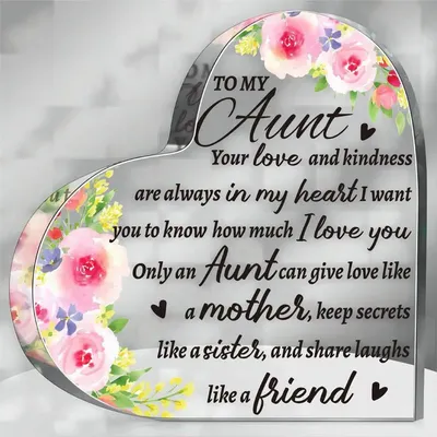 Aunt Gift from Niece Nephew Aunt Birthday Gifts Acrylic Heart Keepsake Sign Paperweight Idea