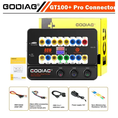 Godiag GT100+ GT100 Pro OBDII Breakout Box ECU Bench Connector Adds Electronic Current Display and