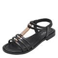 sandales femme été la chaussure de plage bohème plate découpée pour sandale de voyage confortable sandales compensées d'été pour femmes sandales à bout ouvert vintage anti-dérapant en cuir