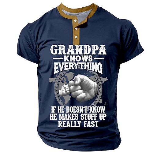 Herren Lustiges Opa weiß alles Grafik T-Shirt - Kurzarm Familienhumor T-Shirt Image