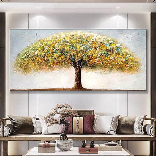 Hang-Ölgemälde Handgemalte Horizontal Landschaft Blumenmuster / Botanisch Moderne Modern Ohne Innenrahmen (ohne Rahmen) Image