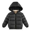 QUYUON Toddler Puffer Jacket with Hood Quilted Lightweight Hoodies Jackets Winter Warm Hooded Long Sleeve Down Coats Outerwear Windbreaker Padded Jackets Black M