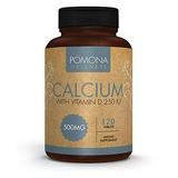 Pomona Wellness Calcium and Vitamin D Daily Supplement Supports Teeth and Bone Health Immune Support 500mg Calcium & 250 IU D3 Non-GMO 120 Tablets