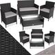 Tectake - Rattan garden set Madeira 4 Seats, 1 Table - garden tables and chairs, garden furniture set, outdoor table and chairs - black/grey
